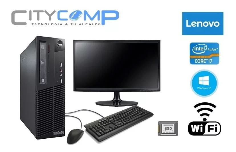 Kit Lenovo Core I7, 8 Gb Ram, 240 Ssd, Wifi, Monitor 